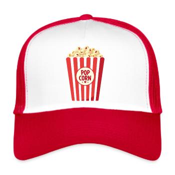 Popcorn Kostüm Fasching - Karneval - Trucker Cap - Weiß/Rot - Vorne