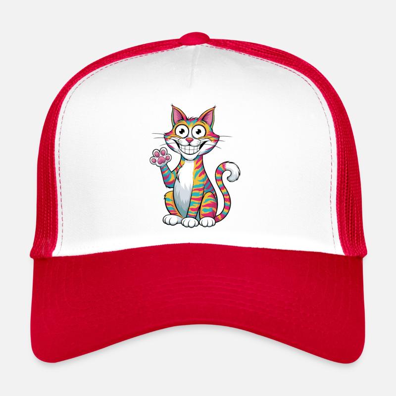 Waving Cat - Trucker Cap - white/red