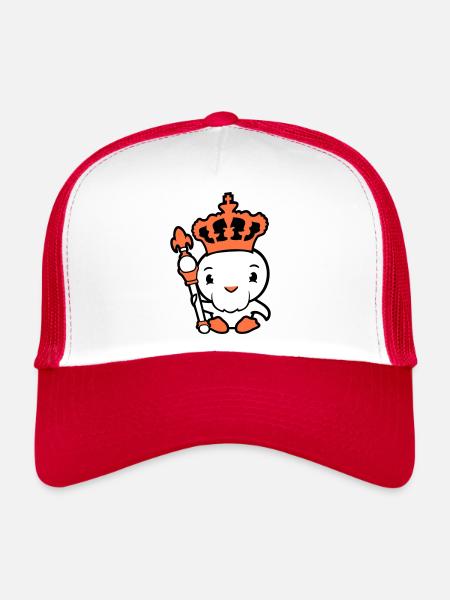Bird King Crown Ruler Beard Old Kingdom - Trucker Cap - white/red - Front