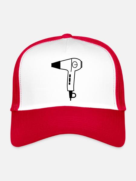 Hair dryer - Trucker Cap - white/red - Front