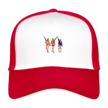 Design three girlfriends in pop art style - Trucker Cap - white/red - Front