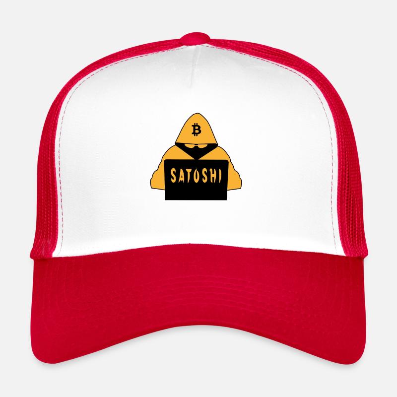 Bitcoin Erfinder Satoshi Nakamoto - Trucker Cap - Weiß/Rot