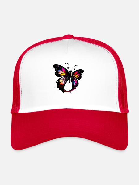 Papillon - Casquette trucker  - blanc/rouge - Devant