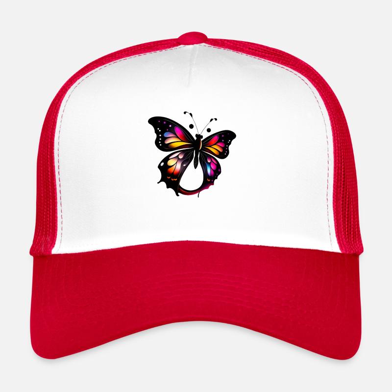 Schmetterling - Trucker Cap - Weiß/Rot