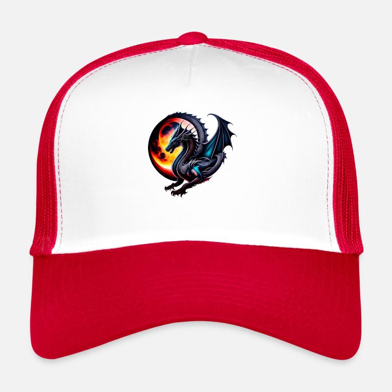 Drache - Trucker Cap - Weiß/Rot