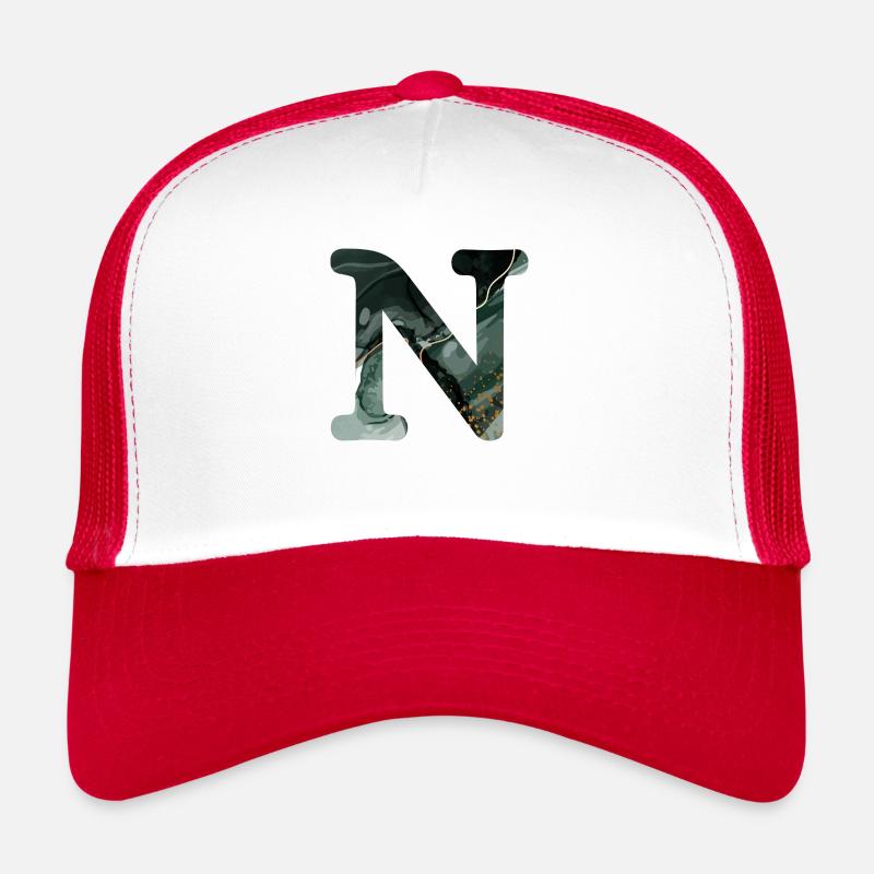 Lettre n marbré vert Casquette trucker 