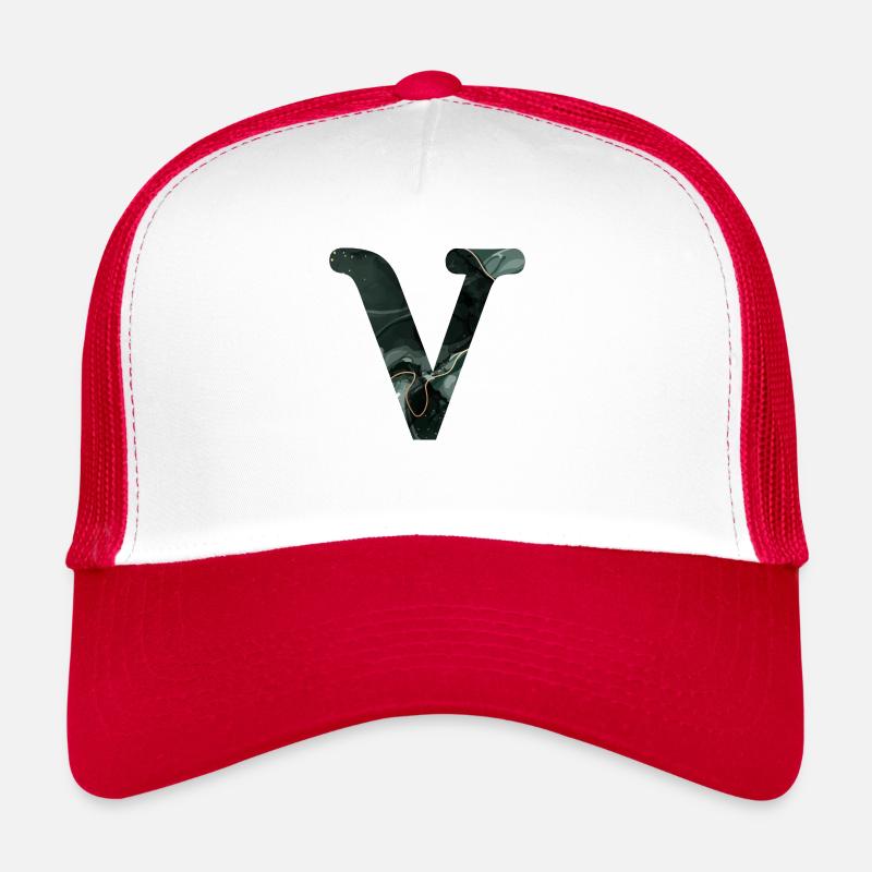 Green Marbled V Letter Trucker Cap