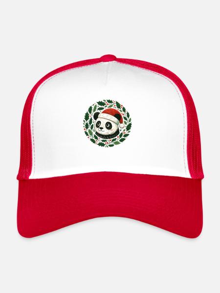 Panda de Noël - Casquette trucker  - blanc/rouge - Devant