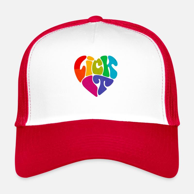 Lick It Psychedelisches mehrfarbiges Herz - Trucker Cap - Weiß/Rot