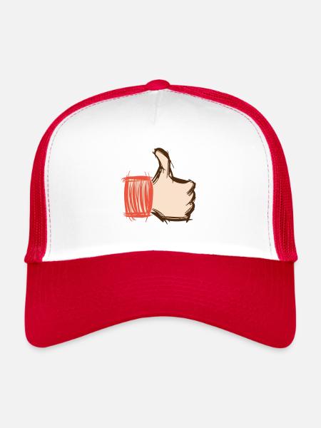 Thumbs up, thumbs down, emoji hand-drawn - Trucker Cap - white/red - Front