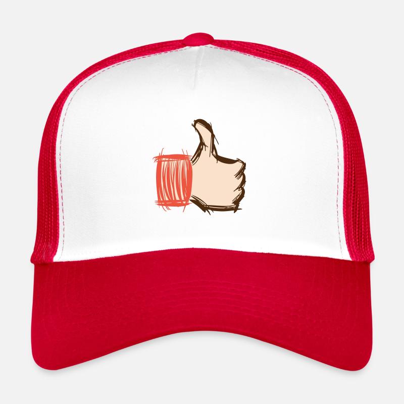 Daumen hoch, Daumen runter, emoji handgezeichnet - Trucker Cap - Weiß/Rot