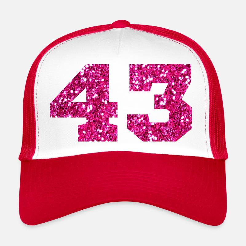 Number 43 Pink Glitter - 43rd Anniversary Trucker Cap