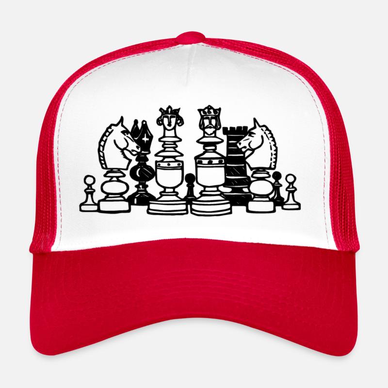 Schach - Trucker Cap - Weiß/Rot