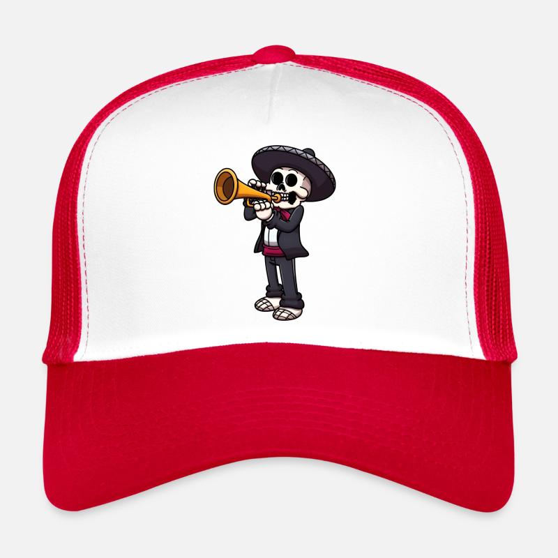 Squelette de Mariachi jouant de la trompette Casquette trucker 