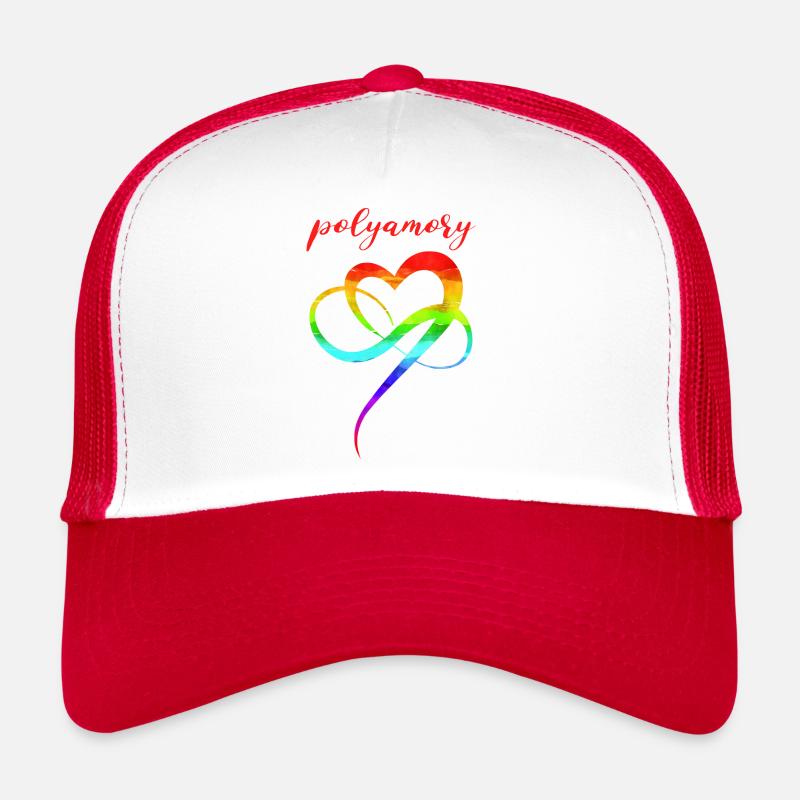 Polyamour Infinity Heart LGBTQ Amour - Casquette trucker - blanc/rouge