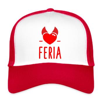 La Feria du Démon coeur humour fêtes - Casquette trucker  - blanc/rouge - Devant