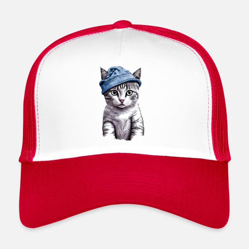 Little Kitten - Trucker Cap - white/red