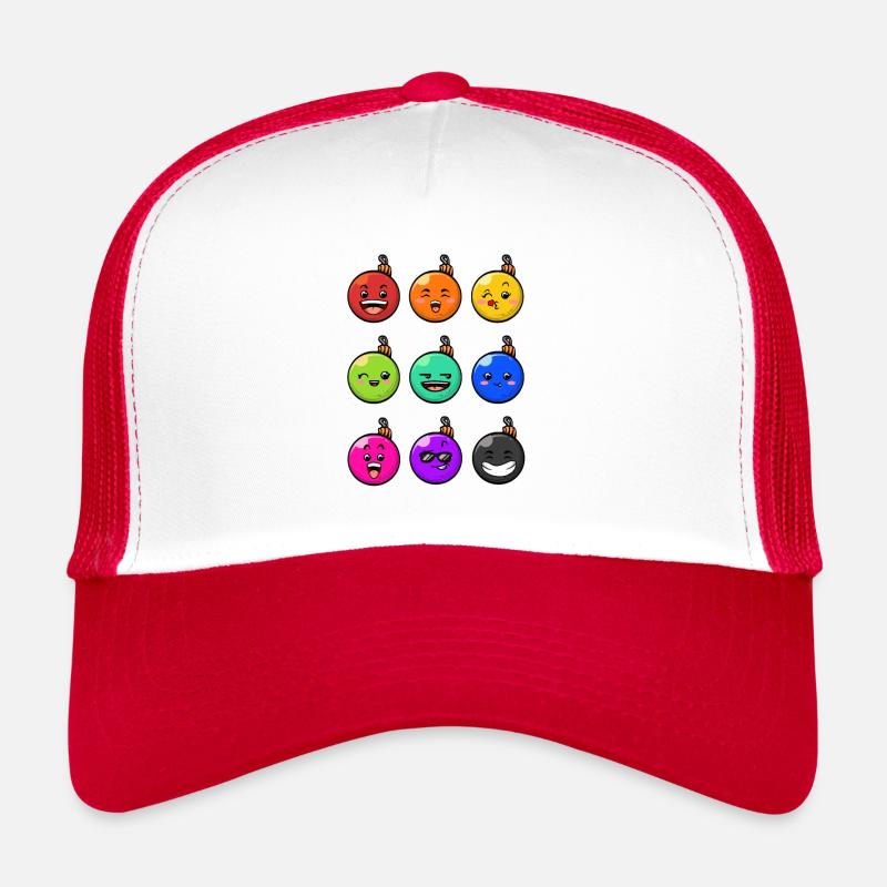 9 Weihnachtskugeln #10/10 Bunt - Trucker Cap - Weiß/Rot