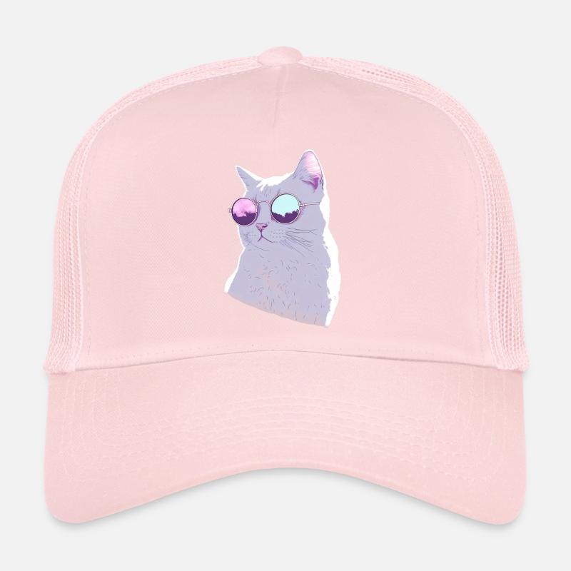 Chat avec lunette de soleil Casquette trucker 