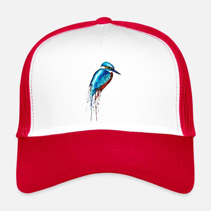 Aquarell Eisvogel - Trucker Cap - Weiß/Rot