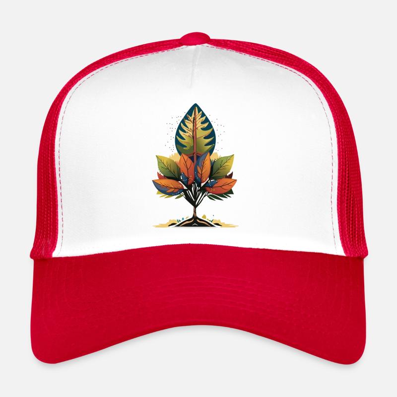 Herbst Baum Motiv - Trucker Cap - Weiß/Rot