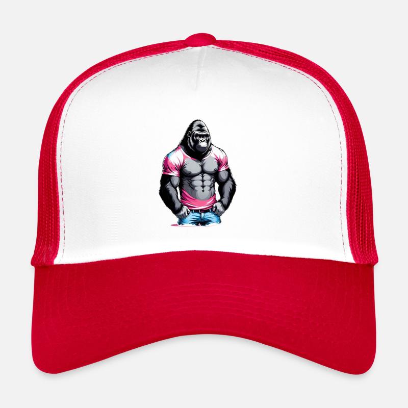 Boxen Gorilla Boxershorts - Trucker Cap - Weiß/Rot