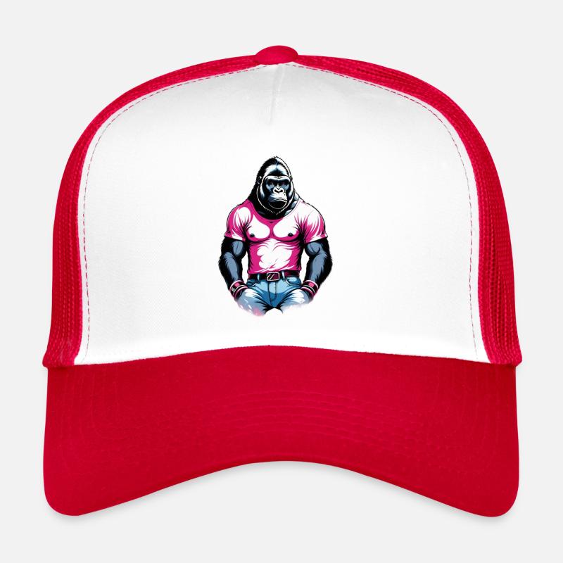 Boxen Gorilla Boxershorts - Trucker Cap - Weiß/Rot