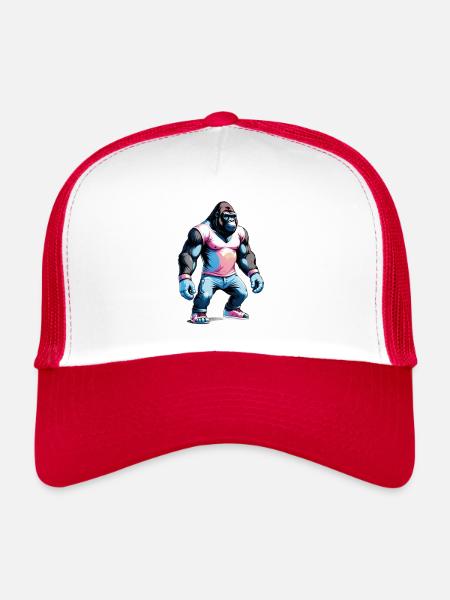 Boxing Gorilla Boxer - Trucker Cap - white/red - Front