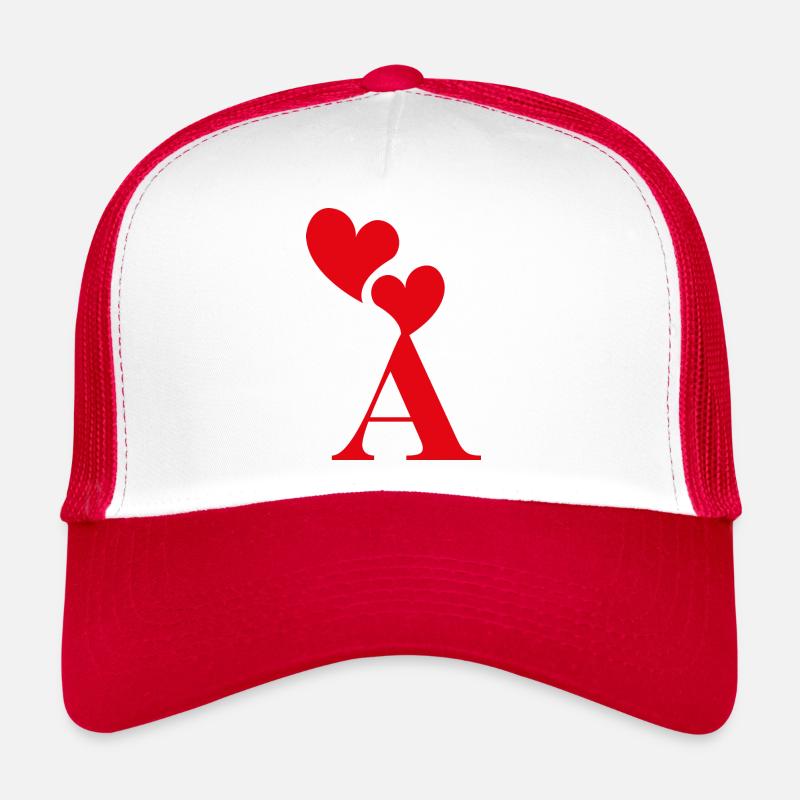 Roter Herz-Buchstabe Trucker Cap