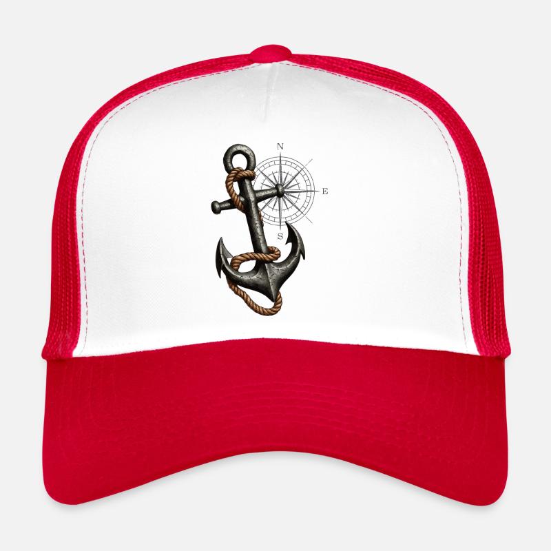 Ancre avec rose des vents de style maritime Casquette trucker 