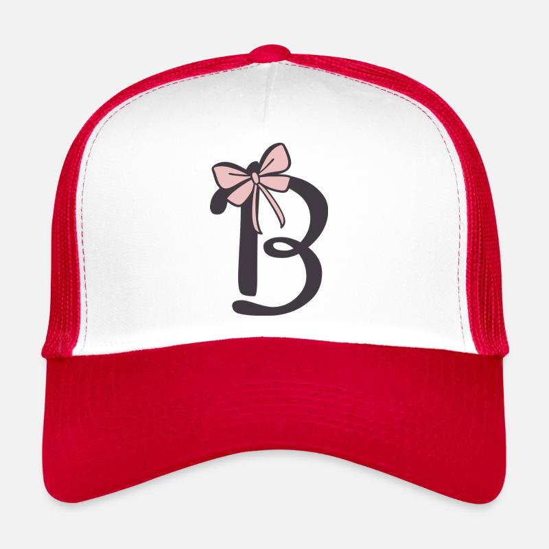 Anfangsbuchstabe B Schleifchen - Trucker Cap - Weiß/Rot