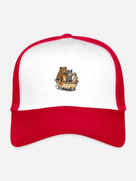 Animaux en tournée - Casquette trucker  - blanc/rouge - Devant