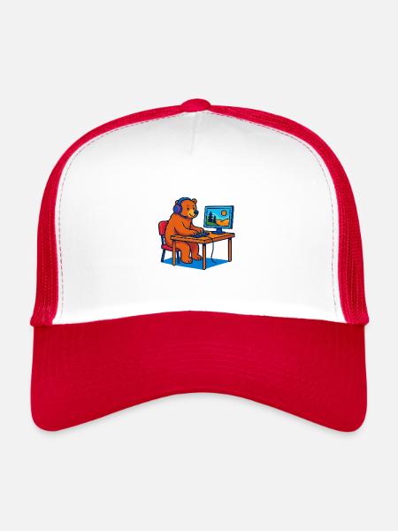 Computer Bear - Trucker Cap - white/red - Front