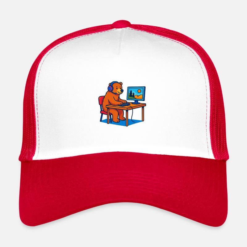 Computer Bear - Trucker Cap - white/red