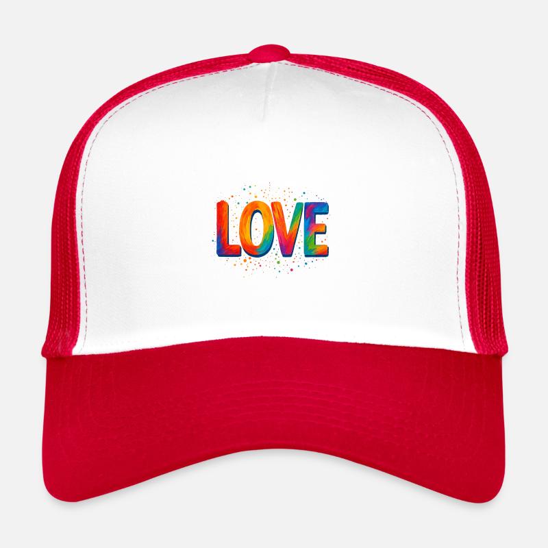 AMOUR - Casquette trucker  - blanc/rouge