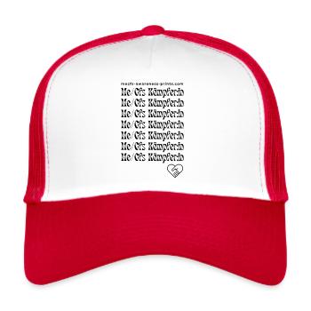 ME/CFS KÄMPFER:IN VI 💪- schwarz 🖤 - Trucker Cap - Weiß/Rot - Vorne