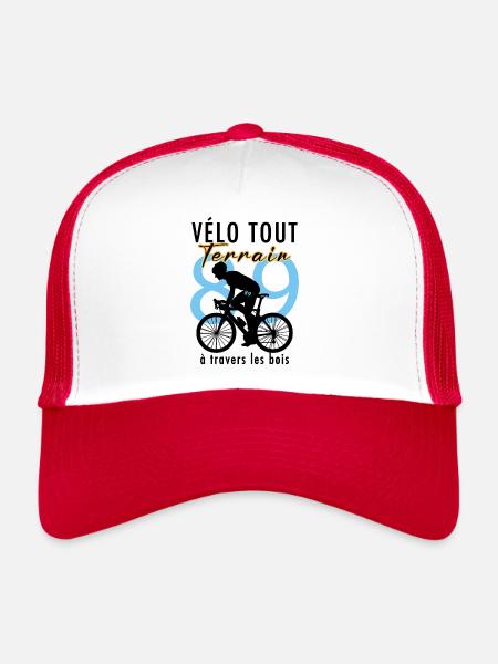Vélo tout terrain à travers les bois - Casquette trucker  - blanc/rouge - Devant