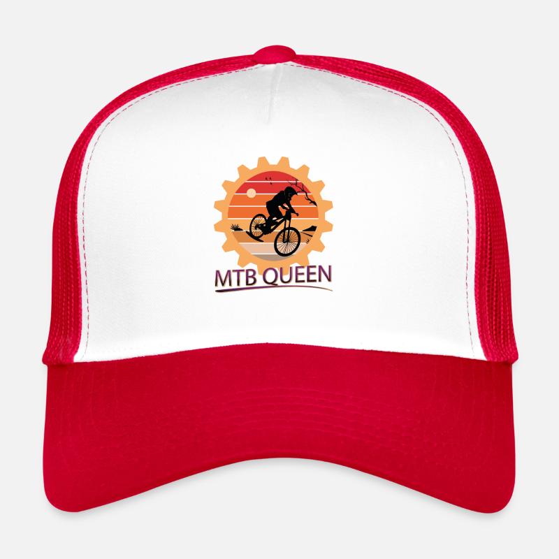 Königin des Mountainbikes - MTB QUEEN - Trucker Cap - Weiß/Rot