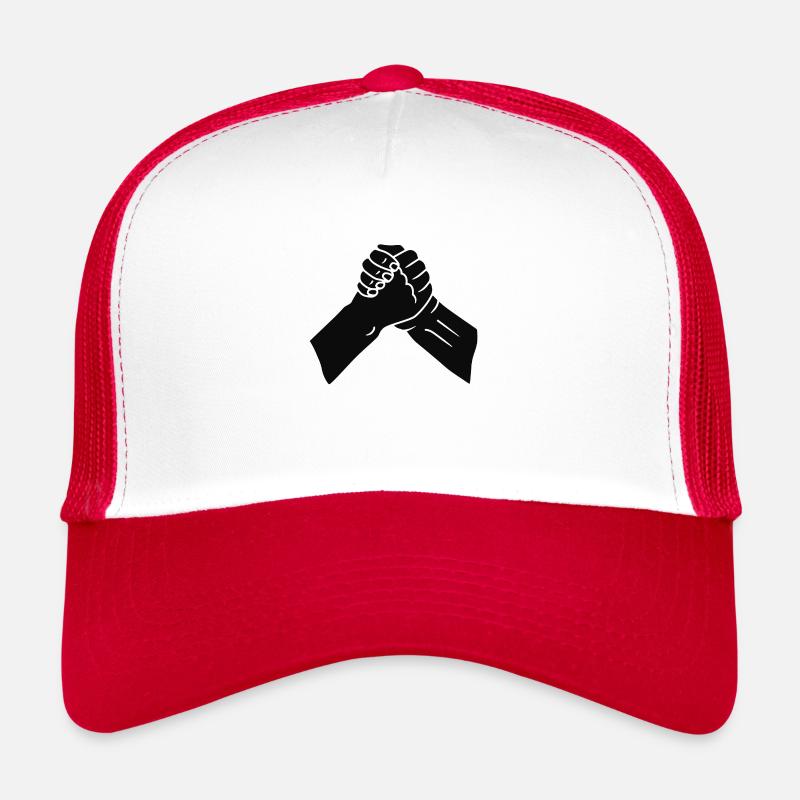 Poignée de main - Casquette trucker  - blanc/rouge