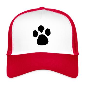 Hundepfote - Trucker Cap - Weiß/Rot - Vorne