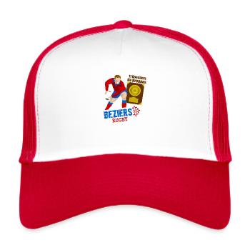 Rugby Béziers - Casquette trucker  - blanc/rouge - Devant
