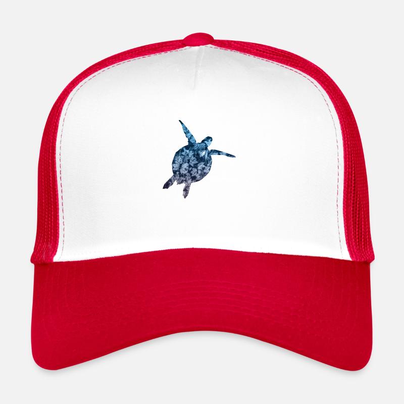 Double Exposure Schildkröte Herbst Blätter Gift - Trucker Cap - Weiß/Rot