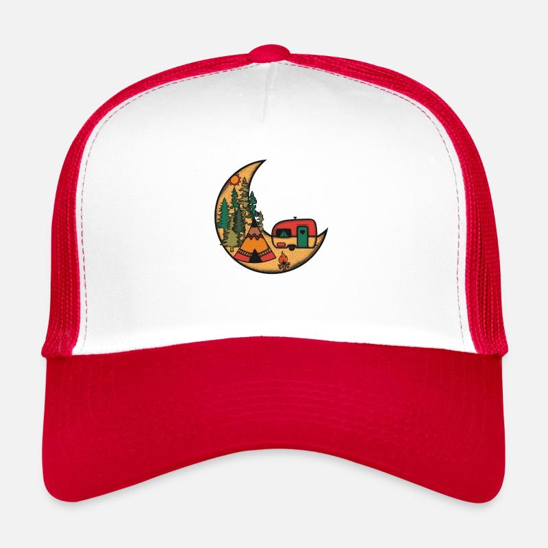 Retro Moon Camping Trucker Cap