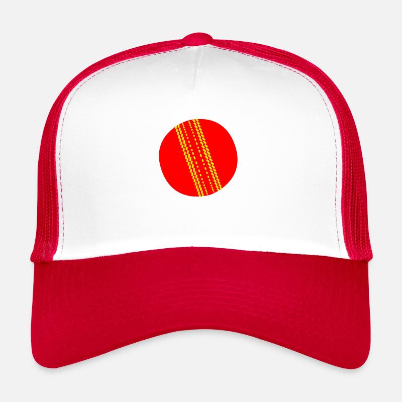 Red Cricket Ball Trucker Cap