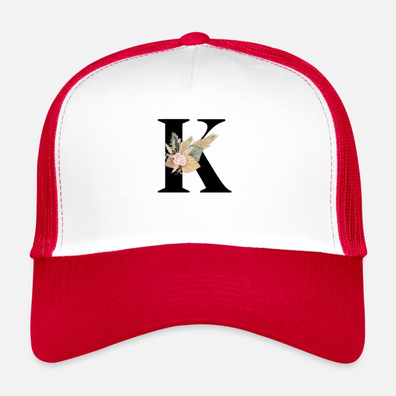 blumiger Buchstabe K Trucker Cap
