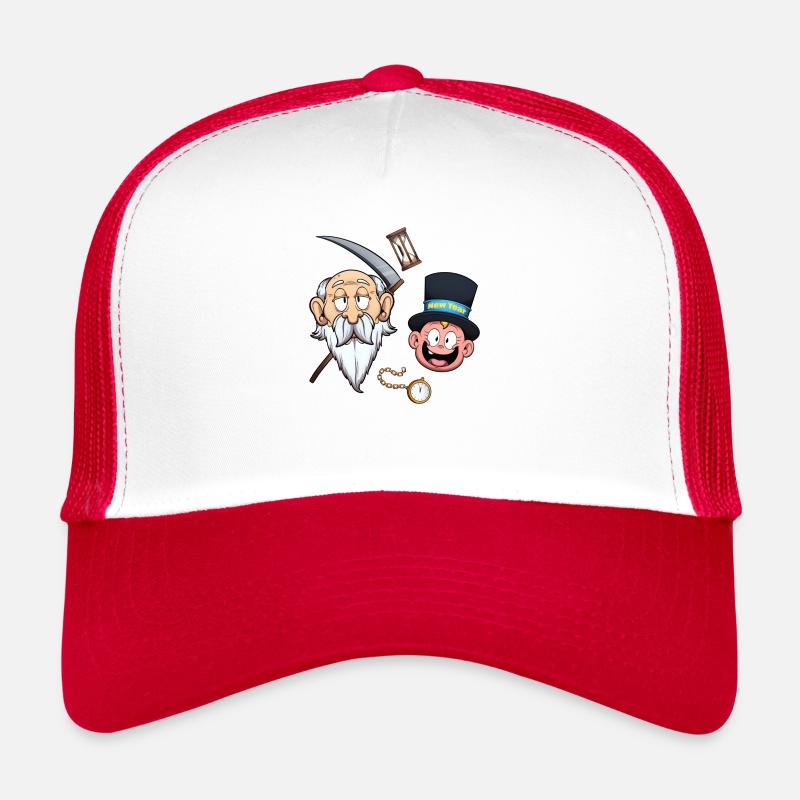 New Year Character Faces And Elements - Trucker Cap - white/red
