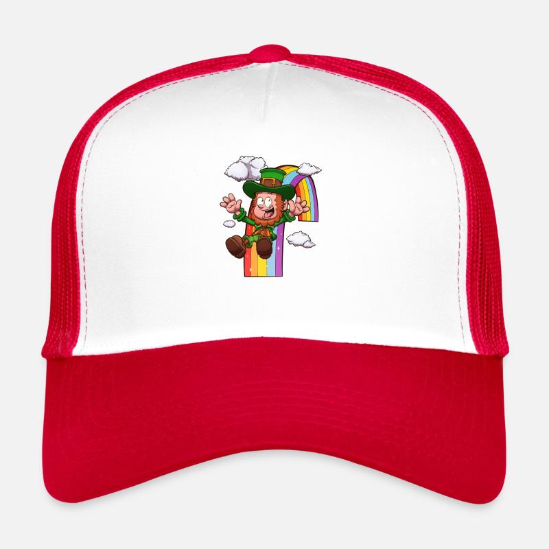 Leprechaun Gliding On Rainbow Trucker Cap