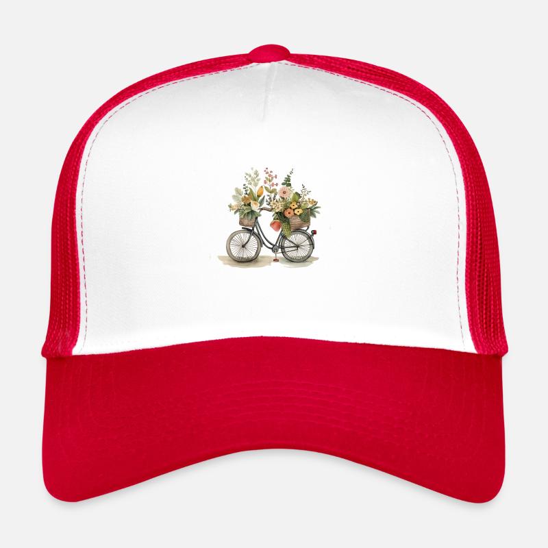 Vélo avec des fleurs Casquette trucker 