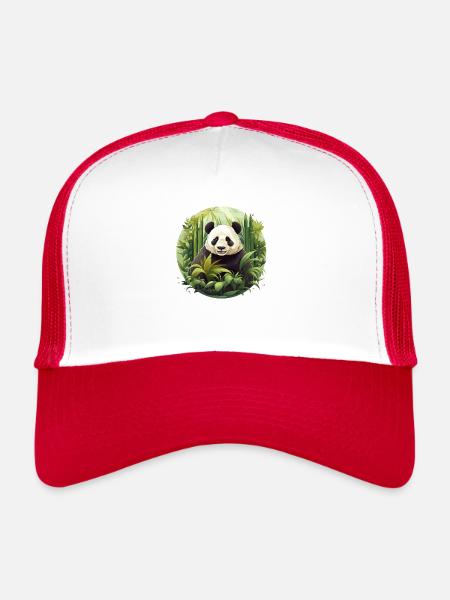 Le paradis des pandas - Casquette trucker  - blanc/rouge - Devant