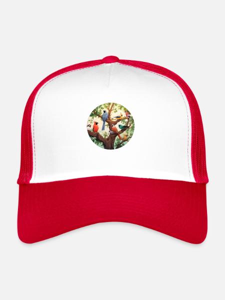 Colorful Birds - Trucker Cap - white/red - Front